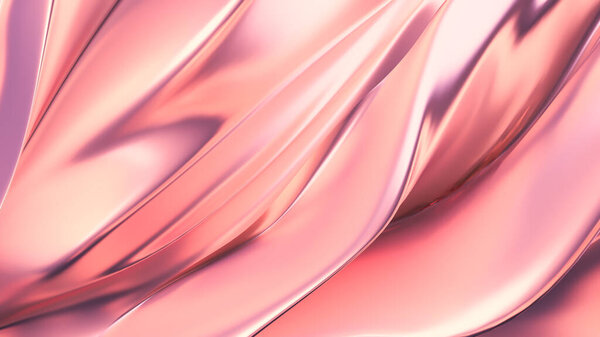 Luxurious pink background with satin drapery. 3d rendering, 3d illustration.