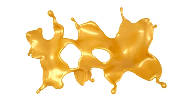 Salpicos Amarelos Dourados Caramelo Renderização Ilustração — Fotografia de Stock
