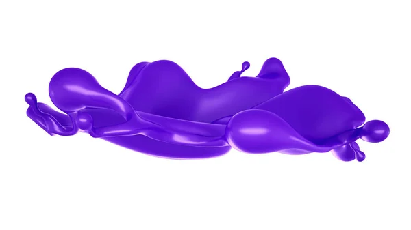 紫色の液体のスプラッシュ 3Dレンダリング 3Dイラスト — ストック写真