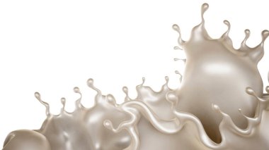 Kalın beyaz bir sıvı damlası. 3d görüntüleme, 3d illüstrasyon.