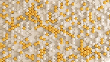 Altın beyazı geometrik arka plan. 3d görüntüleme, 3d illüstrasyon.