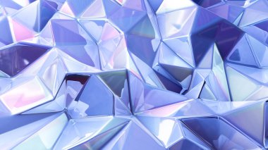 Mor kristal arka plan ve üçgenler. 3d görüntüleme, 3d illüstrasyon.