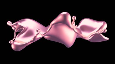 Şatafatlı altın bir sıvı sıçraması. 3d görüntüleme, 3d illüstrasyon.