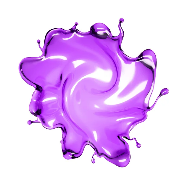 Chorrito Líquido Transparente Color Púrpura Sobre Fondo Blanco Representación Ilustración —  Fotos de Stock