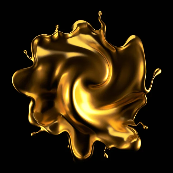 Luksusowy Złoty Plusk Płynu Renderowanie Ilustracja — Zdjęcie stockowe