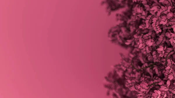 Розовый Фон Листьями Время Года Рендеринг Иллюстрация — стоковое фото