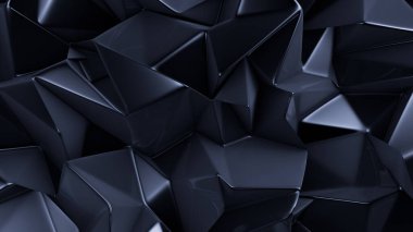 Mavi kristal arka plan ve üçgenler. 3d görüntüleme, 3d illüstrasyon.