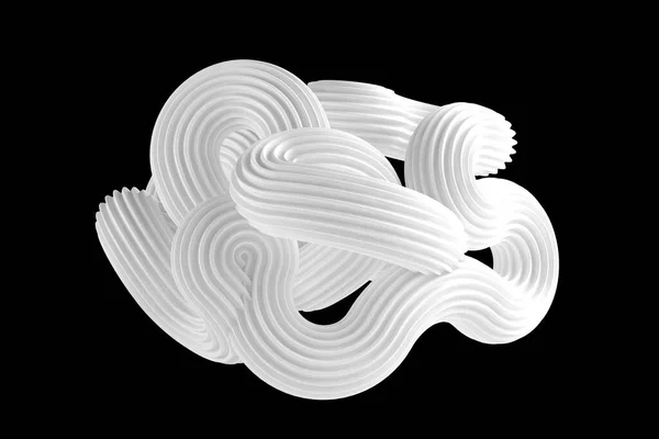 Абстрактная Белая Форма Черном Фоне Рендеринг Иллюстрация — стоковое фото