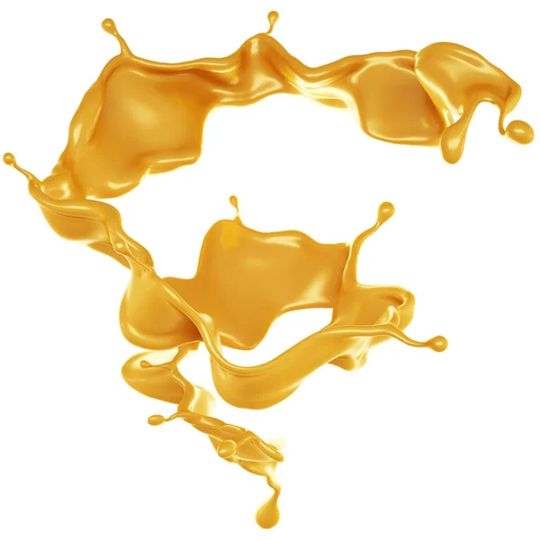 Caramel 렌더링의 황금색 물보라 — 스톡 사진