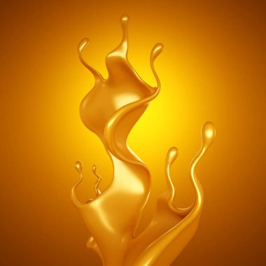 Parlak sarı arkaplan ve biraz karamel. 3d görüntüleme, 3d illüstrasyon.