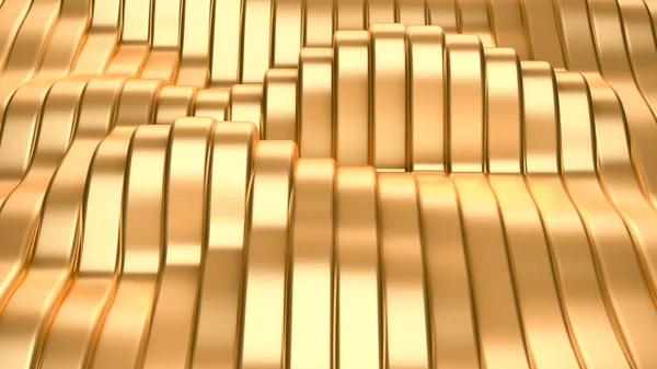 Gold Metal Background Waves Lines Rendering Illustration — Stock Photo, Image