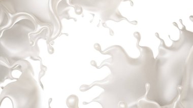 Kalın beyaz bir sıvı damlası. 3d görüntüleme, 3d illüstrasyon.