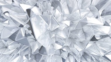 Üçgenli beyaz kristal arka plan. 3d görüntüleme, 3d illüstrasyon.