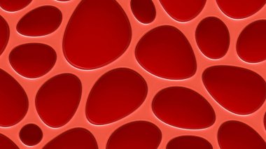 Kırmızı dokular, rahatlama ve daireler. 3d görüntüleme, 3d illüstrasyon.