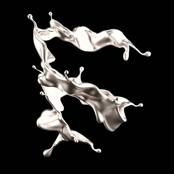 Розкішне Срібне Бризкування Рідини Візуалізація Ілюстрація — стокове фото