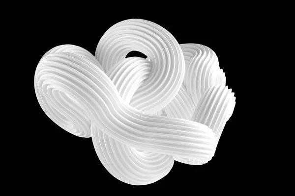 Forma Branca Abstrata Sobre Fundo Preto Renderização Ilustração — Fotografia de Stock