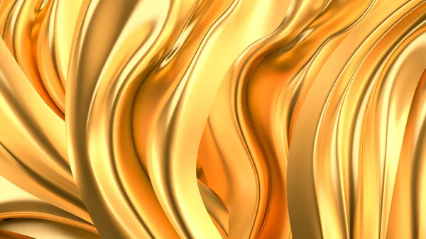 Luxurious Golden Background Satin Drapery Rendering Illustration — Stock Photo, Image