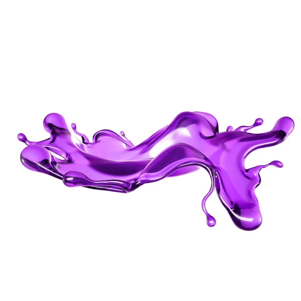 Una Spruzzata Liquido Trasparente Colore Viola Fondo Bianco Rendering Illustrazione — Foto Stock