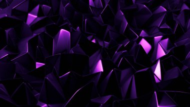 Mor kristal arka plan ve üçgenler. 3d görüntüleme, 3d illüstrasyon.