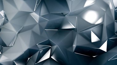 Gri kristal arka plan ve üçgenler. 3d görüntüleme, 3d illüstrasyon.