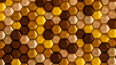 Altılı altın geometrik arkaplan. 3d görüntüleme, 3d illüstrasyon.