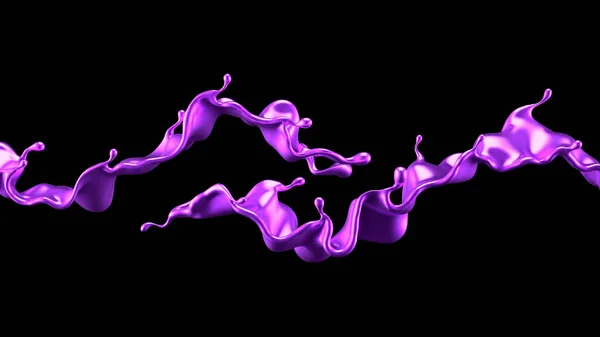 Фіолетовий Сплеск Рідкого Чорного Фону Візуалізація Ілюстрація — стокове фото