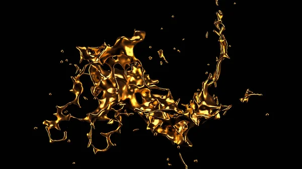 A splash of gold. 3d rendering, 3d illustration.