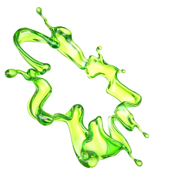 Splash Transparent Green Liquid Rendering Illustration — Stock Photo, Image