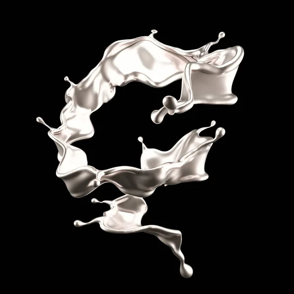 Luxe Zilveren Splash Vloeistof Weergave Illustratie — Stockfoto