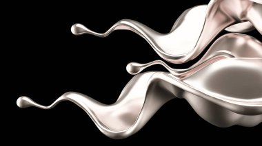 Lüks gümüş bir sıvı sıçraması. 3d görüntüleme, 3d illüstrasyon.