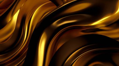 Saten kumaşlı lüks altın arka plan. 3d görüntüleme, 3d illüstrasyon.