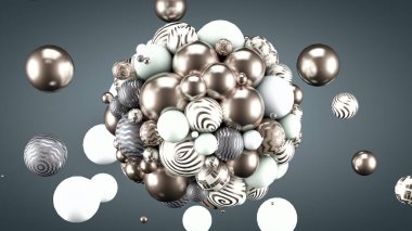 Neşeli, pozitif, taşaklı, parlak gri bir arka plan. 3d görüntüleme, 3d illüstrasyon.