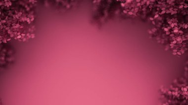 Yılın mevsimi yapraklı, güzel pembe bir arka plan. 3d görüntüleme, 3d illüstrasyon.