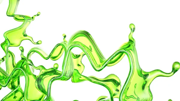 Una Spruzzata Liquido Verde Trasparente Rendering Illustrazione — Foto Stock