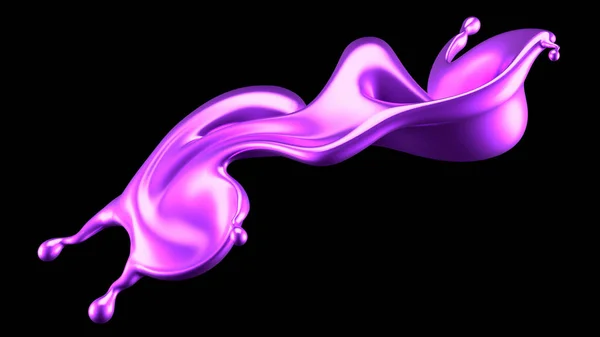 Purple Splash Liquid Black Background Rendering Illustration — Stock Photo, Image