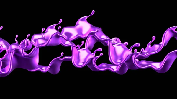 Purple Splash Liquid Black Background Rendering Illustration — Stock Photo, Image