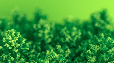 Yapraklarla dolu güzel bir yaz geçmişi var. 3d görüntüleme, 3d illüstrasyon.