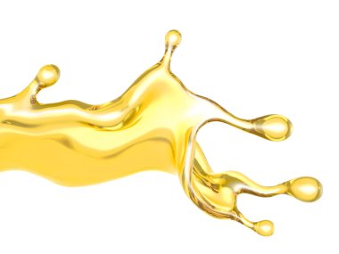 Beyaz arka planda bir damla yağ. 3d görüntüleme, 3d illüstrasyon.