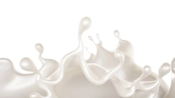 Una Spruzzata Liquido Bianco Denso Rendering Illustrazione — Foto Stock