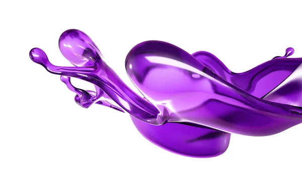 Splash Transparent Liquid Purple Color White Background Rendering Illustration — Stock Photo, Image