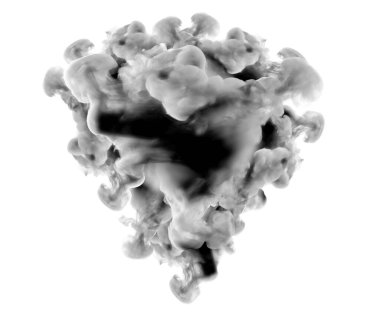 Beyaz arka planda gri duman. 3d görüntüleme, 3d illüstrasyon.