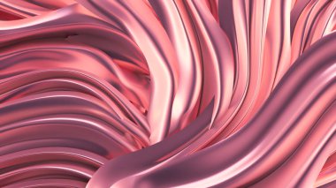 Saten kumaşlı lüks pembe arka plan. 3d görüntüleme, 3d illüstrasyon.