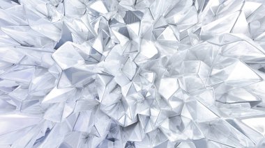 Üçgensiz 3D görüntüleme ile beyaz kristal arkaplan, 3d illüstrasyon.