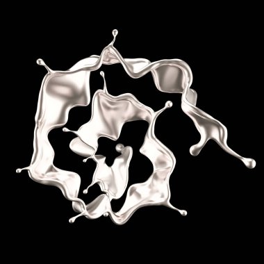 Lüks gümüş bir sıvı sıçraması. 3d görüntüleme, 3d illüstrasyon.