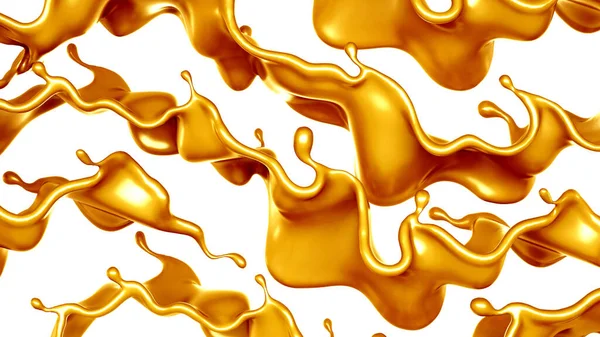 Golden Yellow Splash Caramel Rendering Illustration — Stock Photo, Image