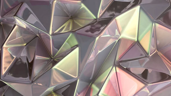 Crystal Bakgrund Med Trianglar Återgivning Illustration — Stockfoto