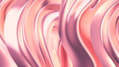 Saten kumaşlı lüks pembe arka plan. 3d görüntüleme, 3d illüstrasyon.