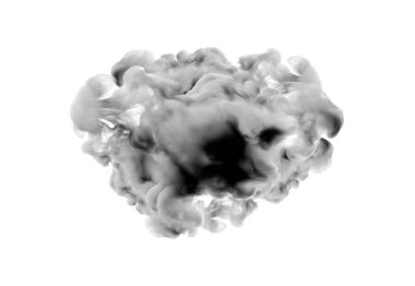 Beyaz arka planda gri duman. 3d görüntüleme, 3d illüstrasyon.