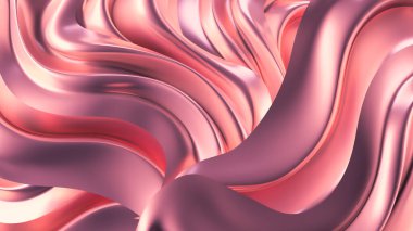 Saten kumaşlı lüks pembe arka plan. 3d görüntüleme, 3d illüstrasyon.