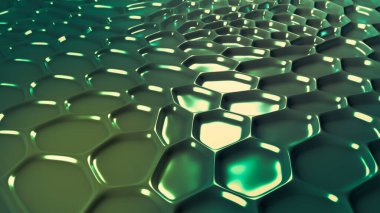 Yeşil geometrik arka plan ve rahatlama. 3d görüntüleme, 3d illüstrasyon.